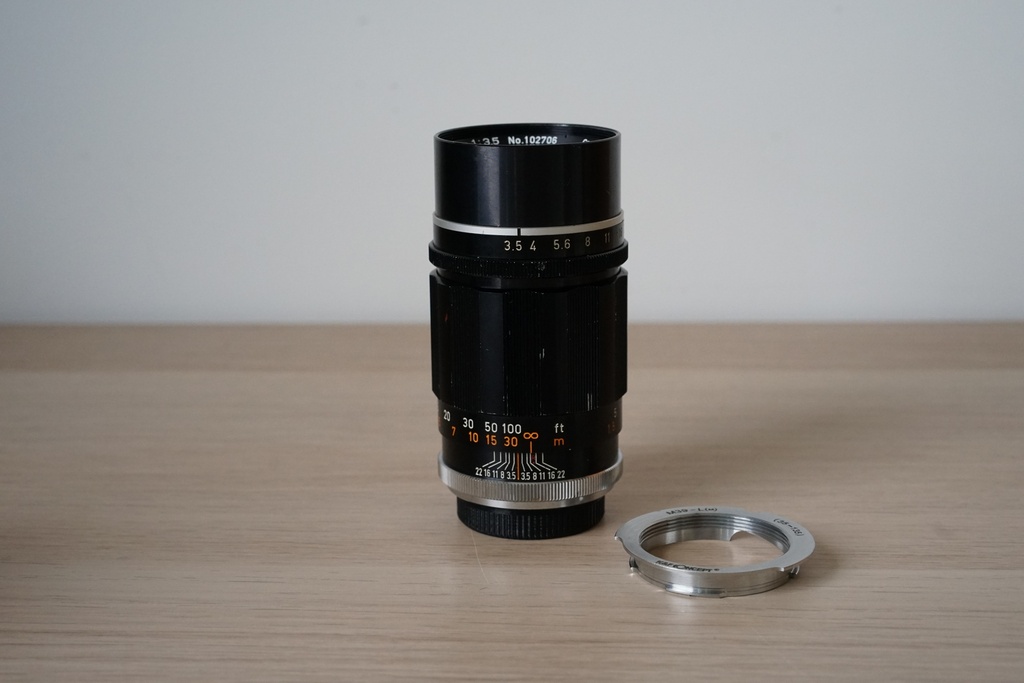 Objectif Canon 135mm f3.5 LTM + Adaptateur Leica M